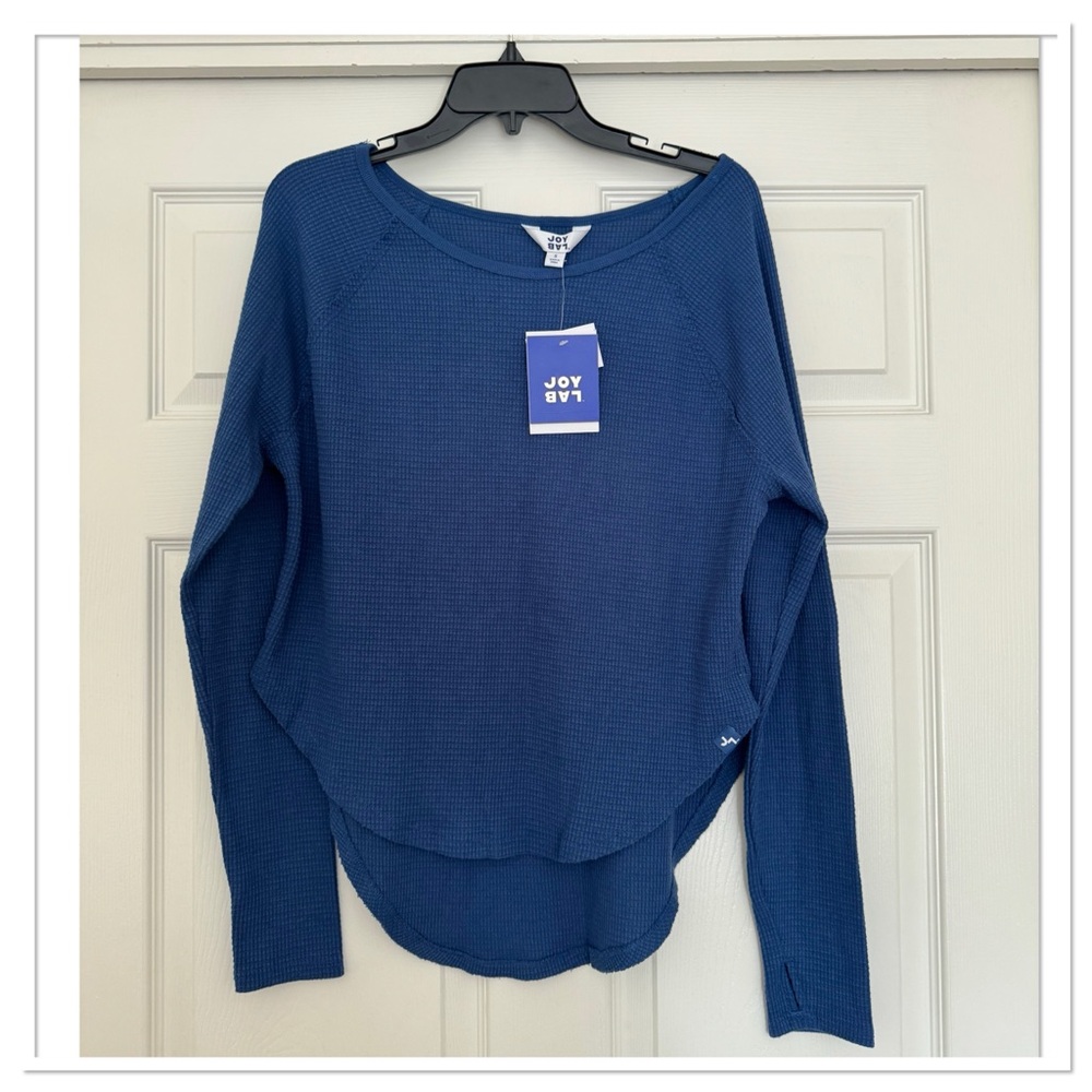 Women’s Blue Waffle Knit Leggings Friendly Top Joy Lab - Picture 2 of 4